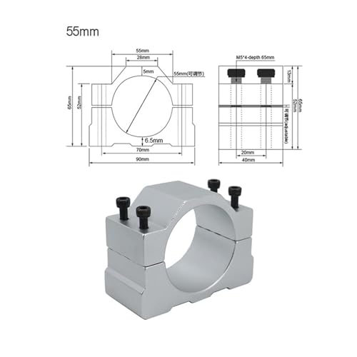 Support d'axe principal CNC 55mm en aluminium à blocage renforcé