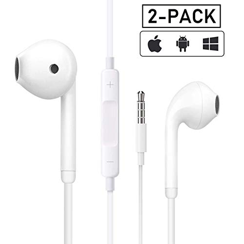 【2Pack】 Headphones with 3.5mm Earphones Plug,Earphones Stereo Headphones Noise Headset with Mic Call+Volume