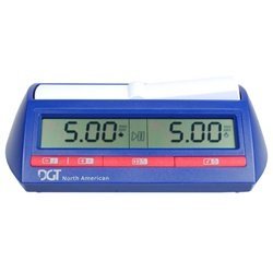 ChessCentral Premium Tournament Chess Set with Chess Pieces, Blue Bag, Green Board, and DGT North American Chess & Game Clock