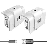 Rechargeable Controller Battery Pack with 4 Cover Play and Charge Kit with Micro USB Charging Cable for Xbox 1, S/X/Elite Wireless Remote (2 Pack-White)