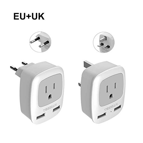 All European Travel Plug Adapter Kit, TESSAN International Power Outlet Adaptor with 2