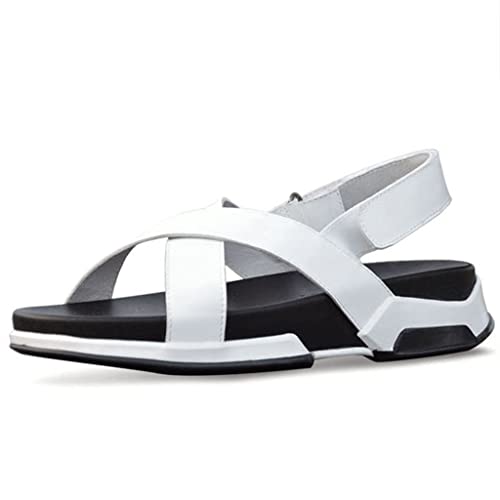 Mens Leisure Straps Sandals Fashion Thick Platform Genuine Leather Beach Slippers Casual Shoes Male(OneColor,7)