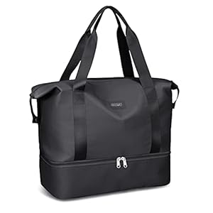 Weekend Bag for Women, Welltop 36L Large Travel Duffel Bag, Dry & Wet Seperated Overnight Bag, Holdall Bags, Waterproof…