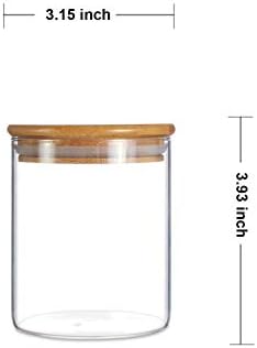Glass Storage Jars with Bamboo Wood Lids,500ML /17.6oz Glass Air Tight Kitchen Food Cereal Containers for Storage, Canister Set Ideal for Flour, Sugar, Coffee, Candy, Spice Jars