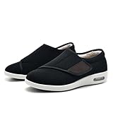 ALAMG Vielseitige Diabetiker-Gehschuhe – geschlechtsneutral, Schnellverschluss, griffig und luftig, gleicht Schwellungen und Gelenkprobleme aus, austauschbare Einlegesohlen,Schwarz,41