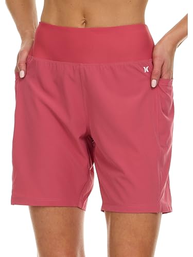 Image of Hurley 5 inch /7 inch High Waisted Swim Shorts Women, Board Shorts with Pockets & Inner Liner, Quick Dry Swim Trunk, UPF 50+