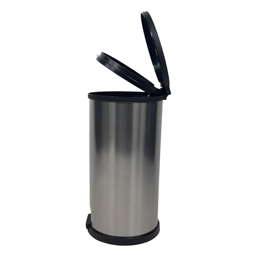 Caneca de basura redonda de plástico 7.9 galones Plata mate miniatura 7