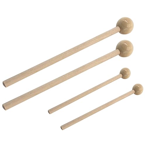 2 pares de baquetas con cabezas redondas para tambores etéreos, xilófonos e instrumentos de percusión con longitudes para uso versátil