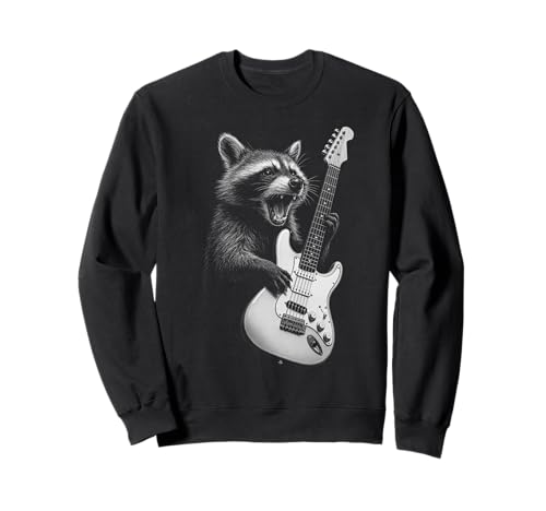 Mapache Tocando Guitarra Rock Música Animal Lover Sudadera
