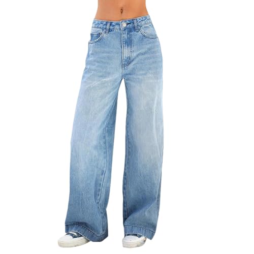 Women High Waist Baggy Wide Leg Jeans Y2K Loose Denim Pants