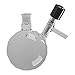 ACE Glass 7764-08 Reaction Flask, Round Bottom, 24/40 Joint, 0-4 mm Hi-Vac Valve Sidearm with 8 mm Septa Port, No-Air, 500 mL Capacity