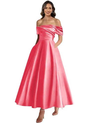 JKNBVDER Mother of The Bride Dresses Elegant Tea Length Satin