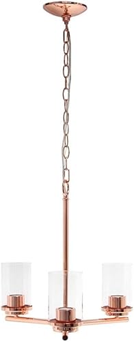 Miniatura 8 de Elegant Designs PT1018-RGD - Lámpara colgante de 15.0 in, estilo tradicional, vintage, moderno, industrial, de metal y cristal transparente, para