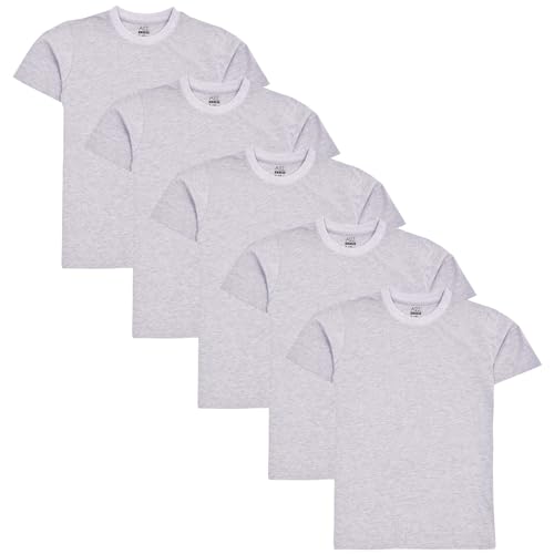 A2Z 4 Kids Pack of 5 Kids Girls Boys Plain T Shirt Soft Feel - T Shirt PL Grey 5 Pack 5-6