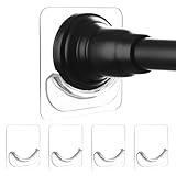 Amuille Paquete de 4 soportes adhesivos para barra de cortina de ducha, soportes para barra de cortina sin taladrar