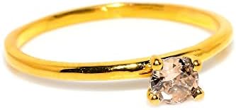 Golden Topaz Gemstone Band for Girls Solitaire Stacking Rings For Woman 925 Solid Silver ring 4 mm (Yellow Gold, 6.5)