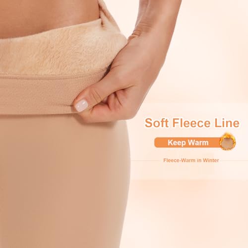 Image of DUCMODA Fleece Lined Tights for Women, Warm Thermal Winter Pantyhose, Soft Opaque Thick Leggings