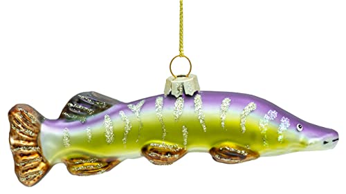 SIKORA Hecht besondere Weihnachtskugel Glas Christbaumschmuck Deko Figur Weihnachten Anhänger Ornament - Trend Line - BS499