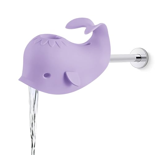 Image of PandaEar Baby Bathtub Faucet Cover, Bath Spout Cover, Baby Shower Protector Cover for Kids Toddlers and Baby Bathroom Tub, Whale (Purple)