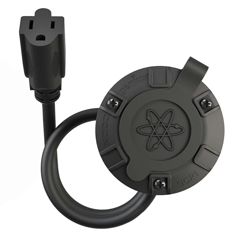 Image of NOCO GCP1 15A AC Port Plug, 125V Power Inlet Socket, and Waterproof Electrical Outlet Receptacle Box with 16-Inch Integrated Outdoor Extension Cord