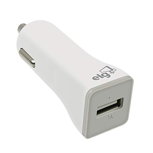 ELG, CC1SBR, Carregador Universal Veicular Compacto, 1 Porta USB 1A, Fabricado em Termoplástico Anti Chamas, Carrega Celular e Outros Dispositivos USB, Branco