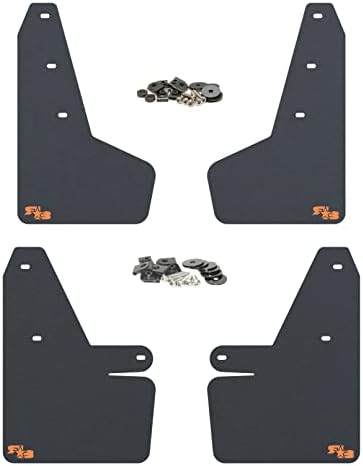 RokBlokz Mud Flaps for 2018 + Subaru Crosstrek - Multiple Colors Available - Mud Guards are Custom Cut and Fit - Includes All Mounting Hardware (Black with Orange Logo)