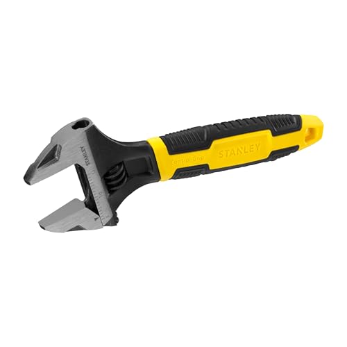 Image of STANLEY 90-947 MAXSTEEL 6 inch (150mm) Adjustable Wrench, Bi-Material Handle with CONTROL-GRIP, Ideal for Plumbing, Automotive,Furniture Assembly, Outdoor Equipment Maintenance & General Household Tasks