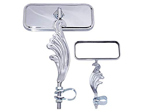 Lowrider Bike Wing Rectangle Mirror Right All Chrome.
