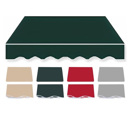 Toile de Rechange pour Store banne rétractable - Toile Pare-Soleil avec Lambrequin pour fenêtres, Portes, Cours, terrasses et balcons - Kaki 2,4 x 1,5 m, 3,6 x,12x10ft/365x300cm-Green