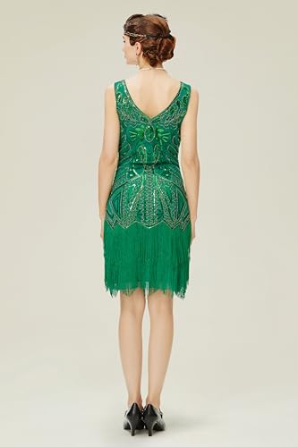 Image of BABEYOND Women's Flapper Dresses 1920s V Neck Beaded Fringed Great Gatsby Dress