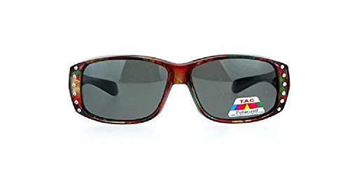 Hawaii Flower Polarized Rhinestone Sunglasses Fit Over Oval Rectangular Cover Sunglasses3
