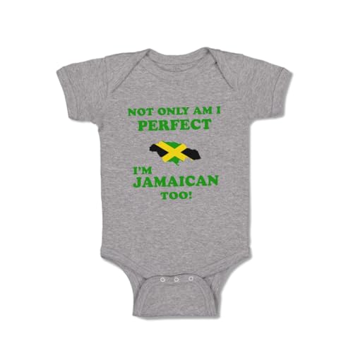Not Only I'm Perfect I'm Jamaican Too Baby Bodysuit One Piece Oxford Gray 6 Months