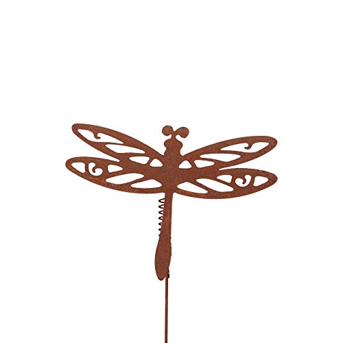 RM Design UNUS Libelle mit Wackelfeder klein, Gartendeko Rostoptik,...