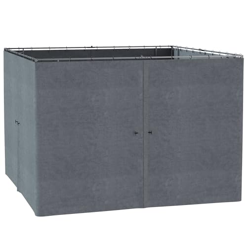 Outsunny 4 parois latérales pour pavillon de Jardin tonnelle Rigide 300 x 300 cm protéger de la Pluie Vent Soleil Gris