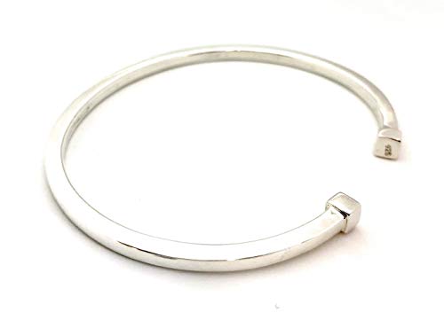 Image of 925SilverGiftShop 925 Sterling Silver Square Tube Torque Bangle Bracelet Circumference 20 cm