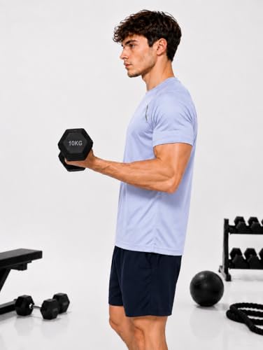 Image of Kvetoo Mens Dry Fit Gym T Shirt Quick Dry Sweat Proof Breathable Workout Tee Muscle Fit Athletic Sports T Shirt for Gym Running Training
