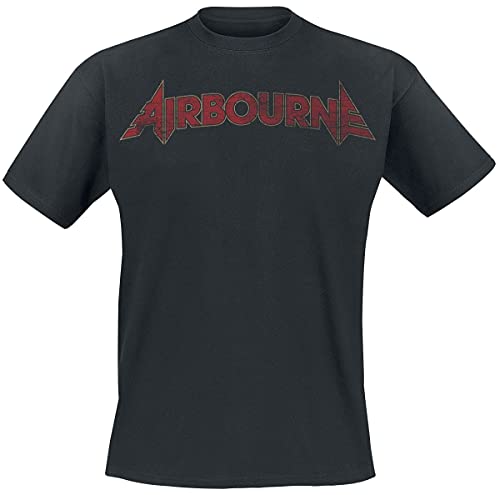 Airbourne Cracked Logo Männer T-Shirt schwarz XXL 100% Baumwolle Band-Merch, Bands