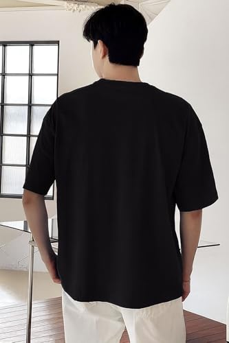 Image of BARKEYO Men's Half Sleeve Round Neck French Terry Graphic Print Oversized Tshirt for Man (Boston-ft) Pack of 2 (in, Alpha, XL, Regular, Red)