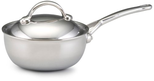 BonJour 30510 Stainless Clad Stainless Steel Sauce Pan/Saucepan/Saucier with Lid, 2.5 Quart, Silver