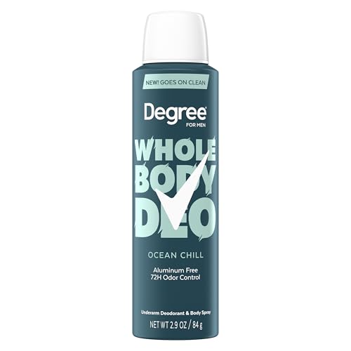 Degree Men Whole Body Deodorant Spray Ocean Chill Scent, Aluminum Free 72H Odor Protection 2.9 FO
