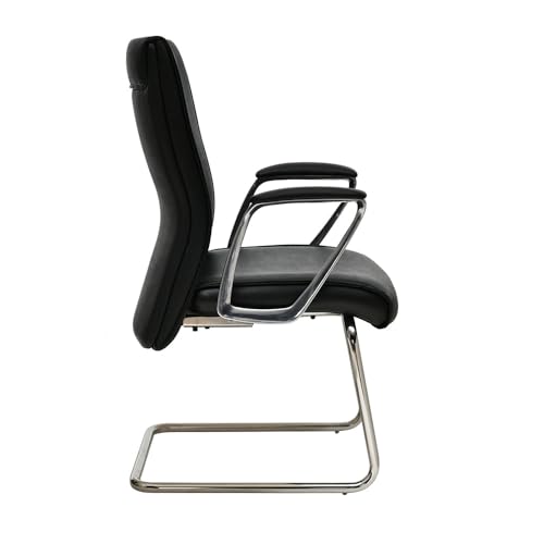 Image of Nilkamal Command Mid Back Leatherette Visitor Chair|Assembly Required| Office & Home Office|Black