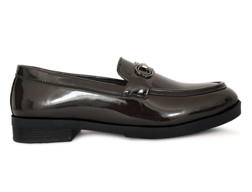 Image of VELTRIX Men's Premium Patent Leather Finish Formal Loafers | Horsebit Buckle Slip-On Shoes | Comfortable Office, Party, Wedding & Business Dress Shoes Aldo Plain Patent