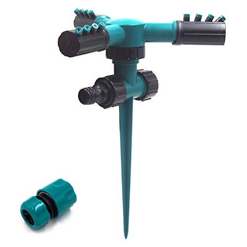 Garden Sprinkler 360 Degree Rotating- Lawn Sprinkler, Ground Covered Yard Sprinkler Automatic Spray with for Garden, Kids, Yard, Large Area Coverage, Adjustable, Weighted Gardening Watering System