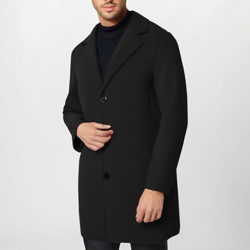 Dgoopd Mens Trench Coat Mid Length Wool Blend Coat Double Breasted Pea Coat Notch Lapel Jacket Dress Casual Winter Overcoat3