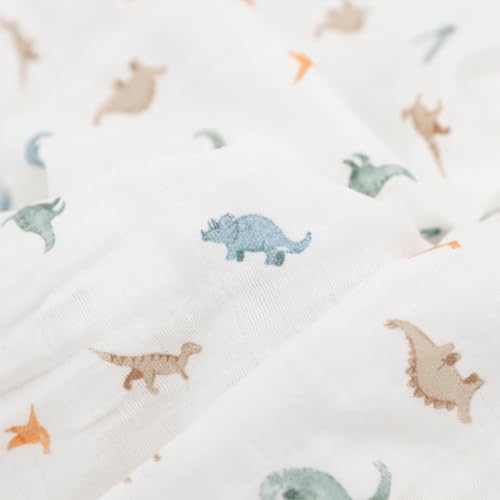 Image of Little Unicorn Muslin Swaddle Blanket for Newborns & Infants | Soft & Breathable Fabric | Baby Blanket for Swaddling, Nursing, Shower Gifts (Little Dino)