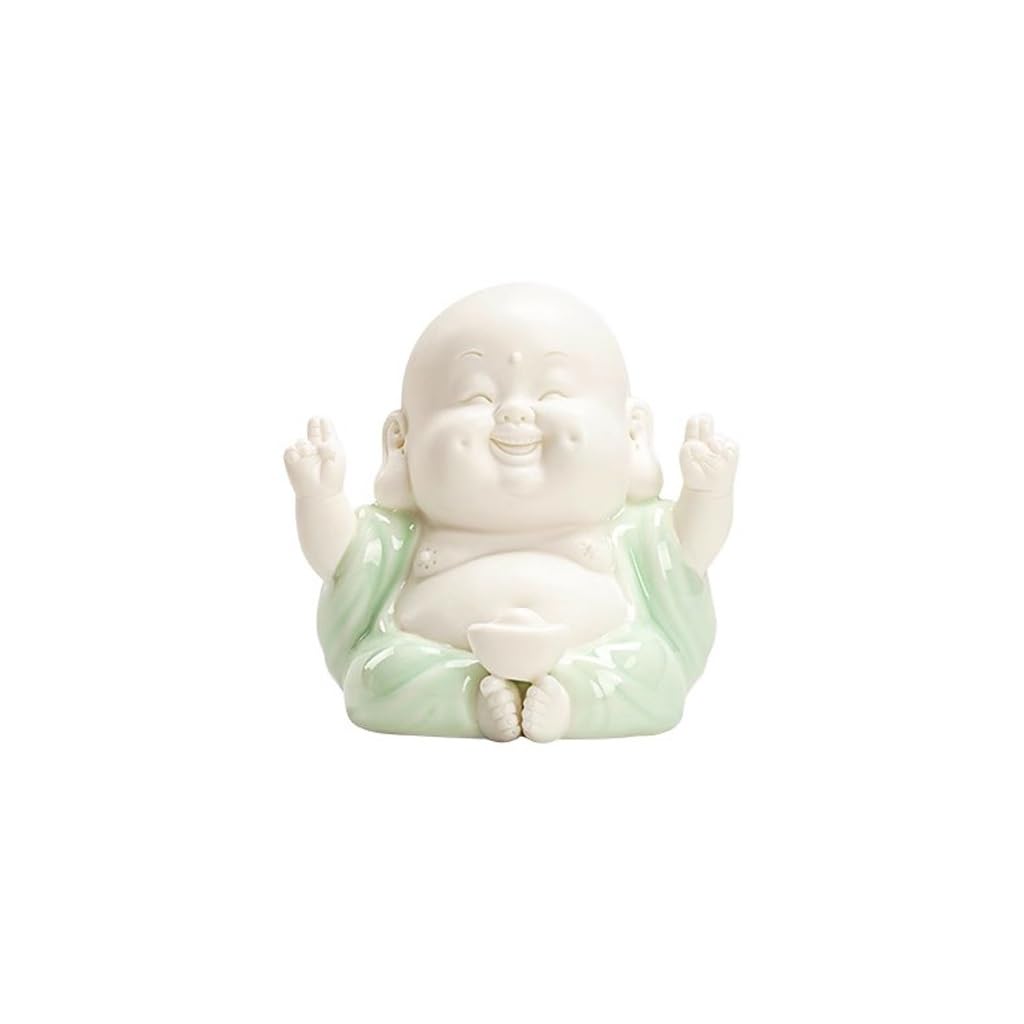 ENGENDER Kung Fu Tea Pet Tea Pet Desktop Ornaments Feng Shui Happy Buddha Ceramic Sets Creative Office Living Room Lucky Decorations