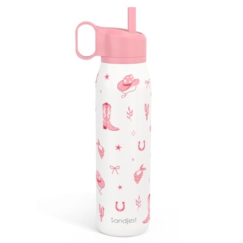 Image of Cowgirl Water Bottle with Twist Lid Insulated Stainless Steel 20oz, Travel Water Bottles for Sports & Gym, Gift for Women Girfriend Birthday Christmas