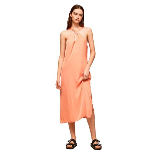 Robe orange Casey Pepe Jeans en coton léger et fluide coloris peach