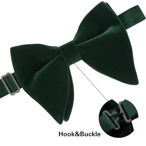 Image of Alizeal Velvet Pre-tied Adjustable Bow Tie for Men Oversize Formal Solid Tuxedo Bowtie