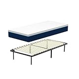DEWINNER Matelas 90x190 en Mousse+Sommier à Lattes sur Pieds-6 Pieds Inclus Lit (90 x 190,16CM), Parfait Soutien Haute Resilience Ultra Respirante, Réversible à Deux Faces entièrement utilisables